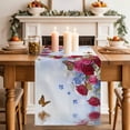 thumbnail image 4 of Pink Red Roses Cotton Linen Table Runner for Dining Kitchen, Spring Floral Butterflies Abstract Art Wedding Outdoor Party Tablerunners, Dresser Scarf Coffee Tablecloth Runners 13x120 Inches, 4 of 9