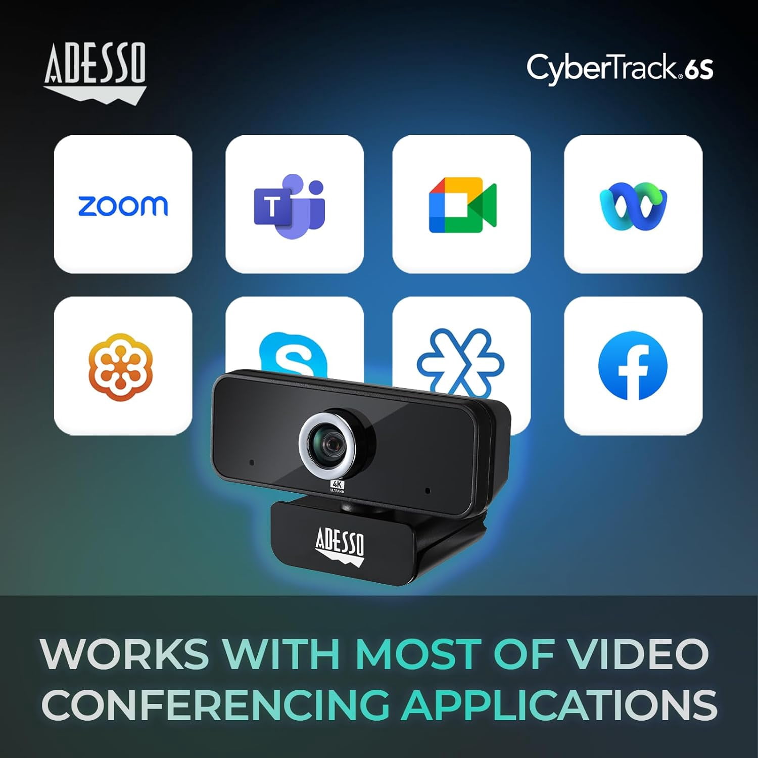 Adesso CyberTrack 6S Webcam - 8 Megapixel - 30 fps - USB 2.0 - TAA Compliant (cybertrack6s)