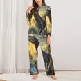 thumbnail image 2 of Yiaed Sunshine Jungle Dinosaur Print Pajamas Women's Long Sleeve Sleepwear Soft Button Down Loungewear Pjs Lounge Set Nightwear Womens Pajama Pants-Small, 2 of 7