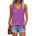 thumbnail image 7 of Kovlvoll Womens Summer Tank Tops Striped Sleeveless V Neck Loose Casual Side Slit Tanks Basic Tees, 7 of 7