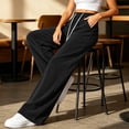 thumbnail image 6 of Zynoxe Womens Corduroy Pants Casual Soft High Waist Drawstring Wide Leg Pants with Pockets Vintage Straight Relaxed Lounge Trousers Black M, 6 of 8