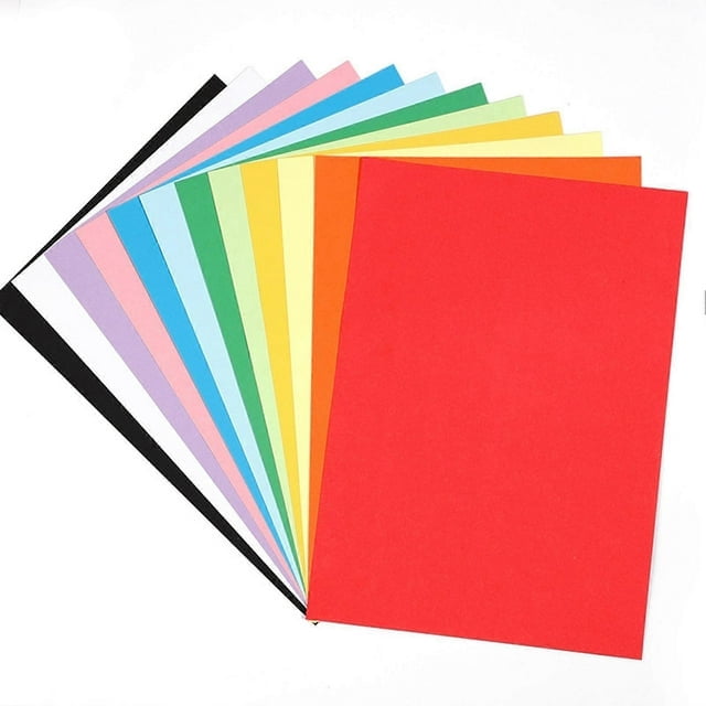 100 tarjetas de papel de colores, cartulina A4 de 180 g/m², papel para impresora infantil, ideal para manualidades, scrapbooking, tarjetas de Navidad, invitaciones e impresión de oficina.