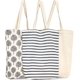 thumbnail image 1 of Paquete de 3 bolsas reutilizables de algodón para la compra de comestibles, 3 diseños, 15 x 16,5 x 3,5 pulgadas, 1 of 8