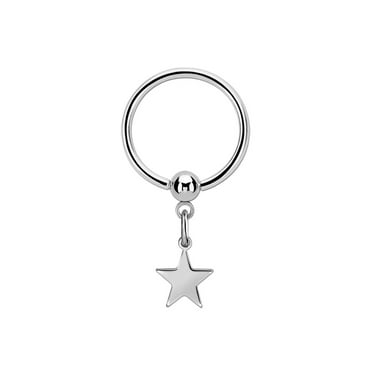 iJewelry2 Stainless Steel Dangling Polished Star Captive Beaded Ring Piercing 12mm
