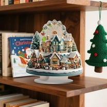 yulier Exquisite Christmas House Table Centerpieces, 2D Acrylic Ferris Wheel Christmas Tree House Table Ornaments with Stand Home Office Tabletop Christmas Decorations Xmas Gifts