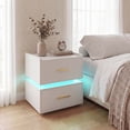 thumbnail image 2 of Giantex LED Nightstand w/Charging Station, Modern Bedside Table for Home, White, 2 of 8