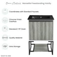 thumbnail image 2 of Marseille 24 in. Gray Oak Bathroom Vanity With Black, 3-Hole Ceramic Sink Top, 2 of 12