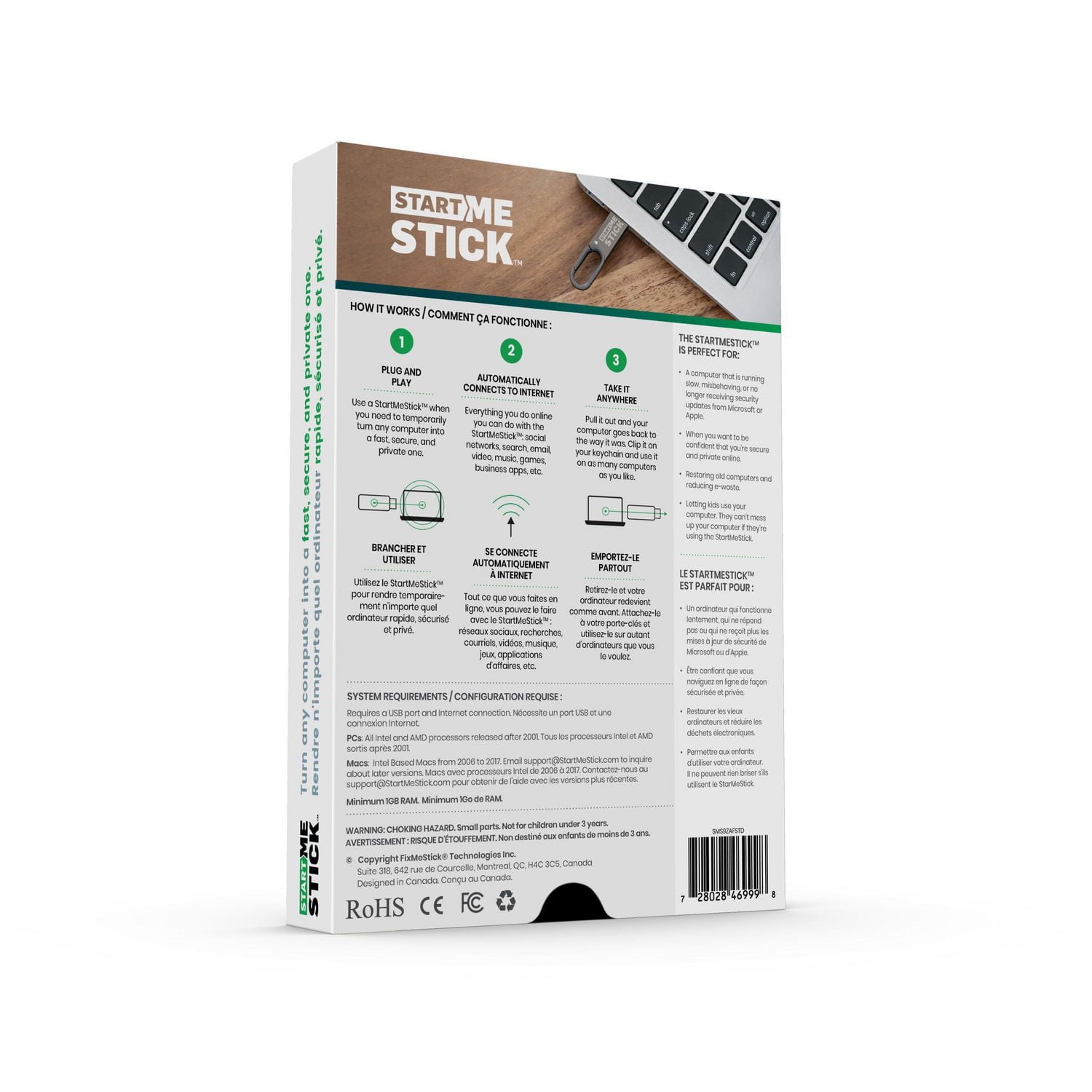 StartMeStick Revive Old Computers, Plug-in Operating System, Unlimited Use on Unlimited PCs and Macs for 1 Year