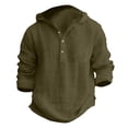 thumbnail image 3 of Teen Boys Soft Cotton Hooded Shirts Casual Long Sleeve Button down Shirt for Kids Summer Comfy Tops with Pocket Plain Clothes, 3 of 4