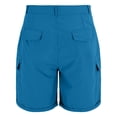 thumbnail image 5 of Shorts for Women BWASD Summer High Waisted Button Shorts with Pockets Solid Color Casual Beach Vacation Clothes Loose Cargo Pants for Hiking Workout (Sky Blue,M), 5 of 6