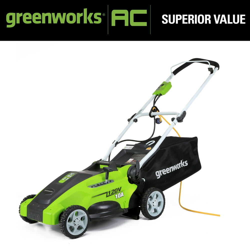 Greenworks 10 Amp 16 in. Corded Electric Push Lawn Mower, 25142