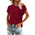 thumbnail image 1 of Blusa Tipo Túnica PRETTYGARDEN para Mujer, Tejida, Hombros Descubiertos, Color Vino, 1 of 9