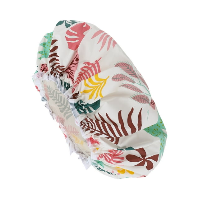 Gorro de Ducha de 1 Pc con Patrón de Hojas para Mujeres para Baño, Viajes de Negocios, Vacaciones, Hotel, Color Variado, PEVA