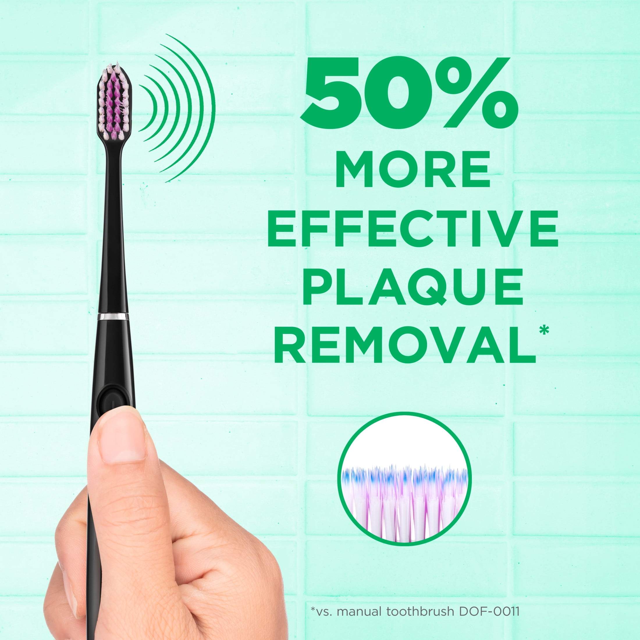 GUM Sonic Battery Powered Toothbrush with Tapered Bristles for Gumline Cleaning, Black, 1 Count