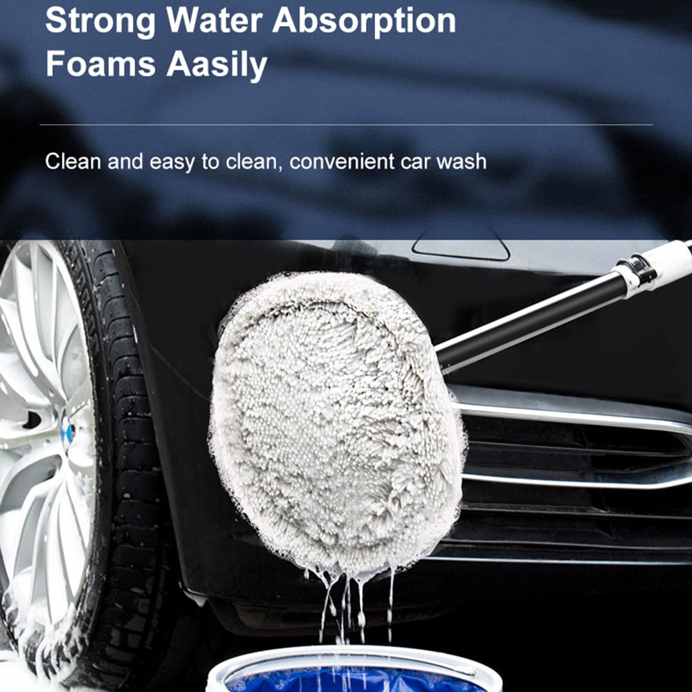 Car Wash Brush with Long Handle 15° Bend Car Cleaning Mop 90° Rotating CLE