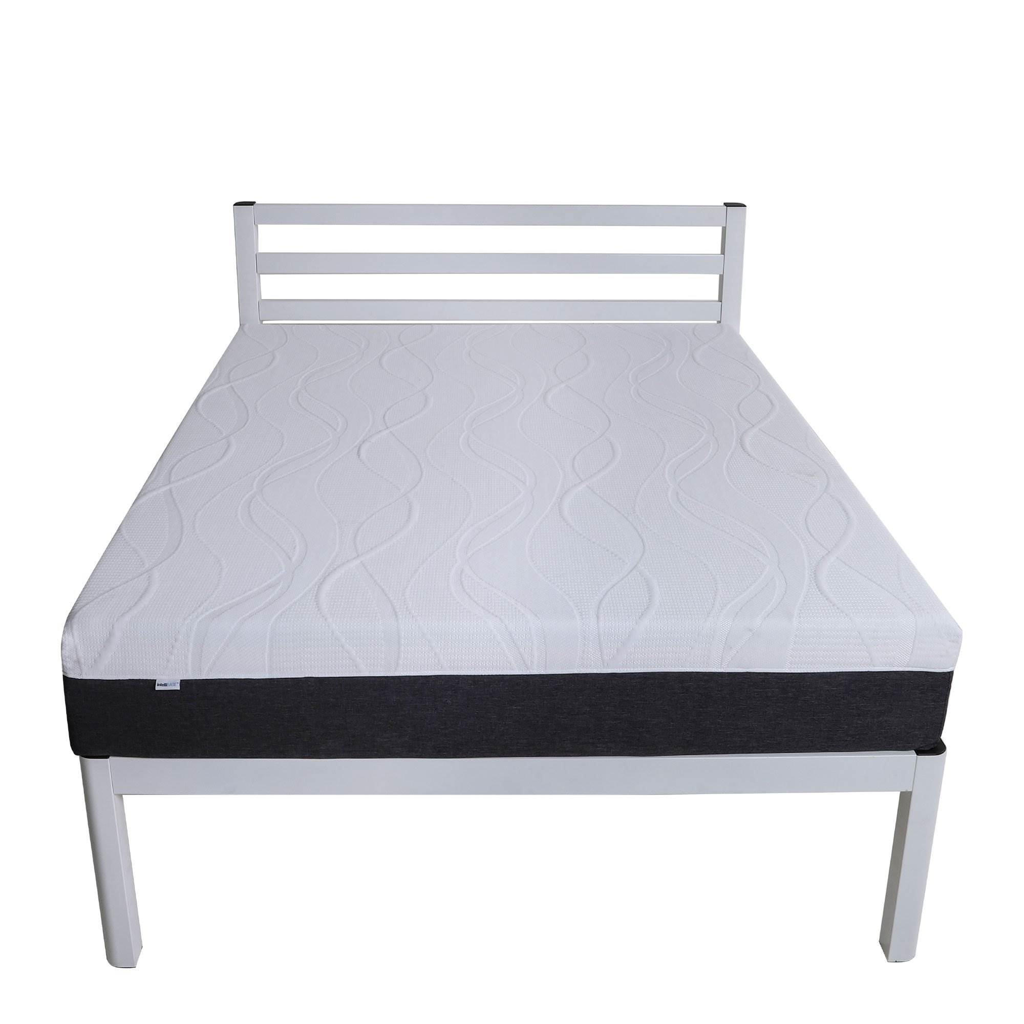 IntelliBASE 10 Inch CeriPUR Memory Foam Mattress & Bi Fold Metal Bed Frame, Full