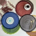 thumbnail image 2 of Hot Pad Non-slip Heat Resistant Cotton Yarn Round Woven Table Placemat Home Decor, 2 of 8