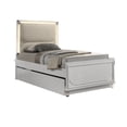 thumbnail image 3 of Glamorous Look Pearl White 3pc Bedroom Set Full Size Bed w Trundle LED Light Embossed Panels 2xNightstands Contemporary Style, 3 of 9