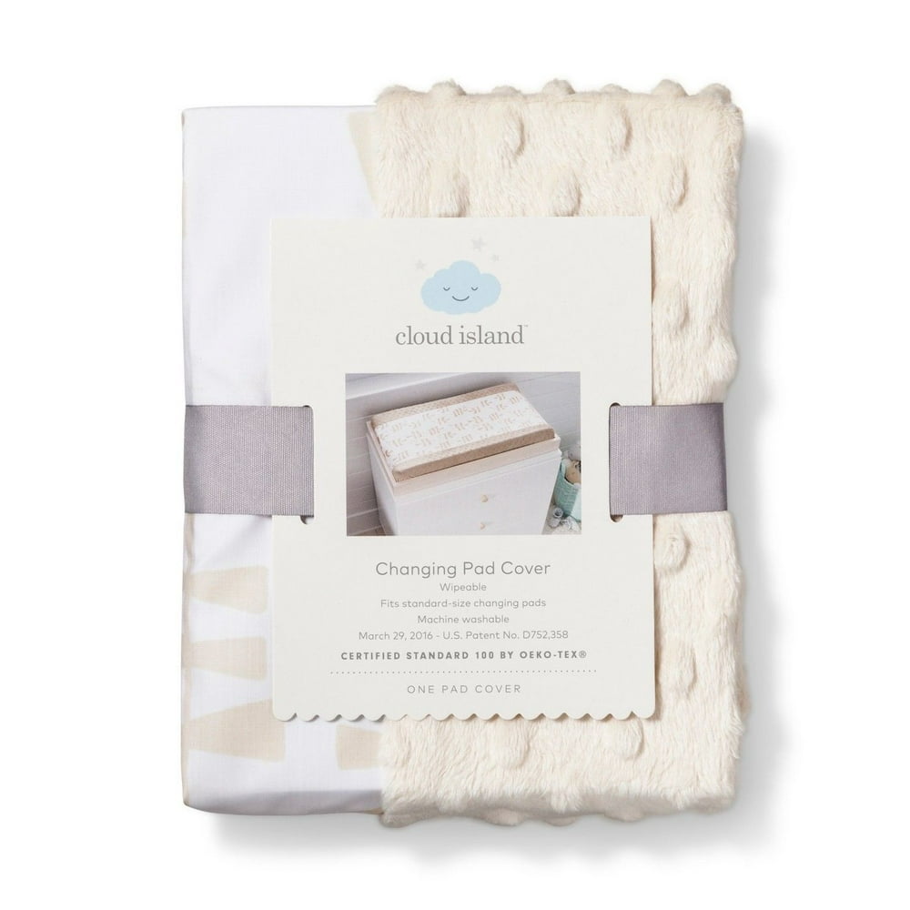 Cloud Island Plush Wipeable Diaper Changing Pad Cover for Baby Nursery