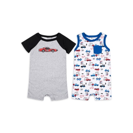 Little Star Organic Baby Boy 2 Pk Rompers, Size Newborn - 24 Months