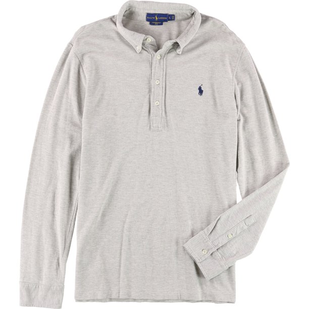 Ralph Lauren - Polo de rugby de malla de ajuste clásico para hombre, gris, grande
