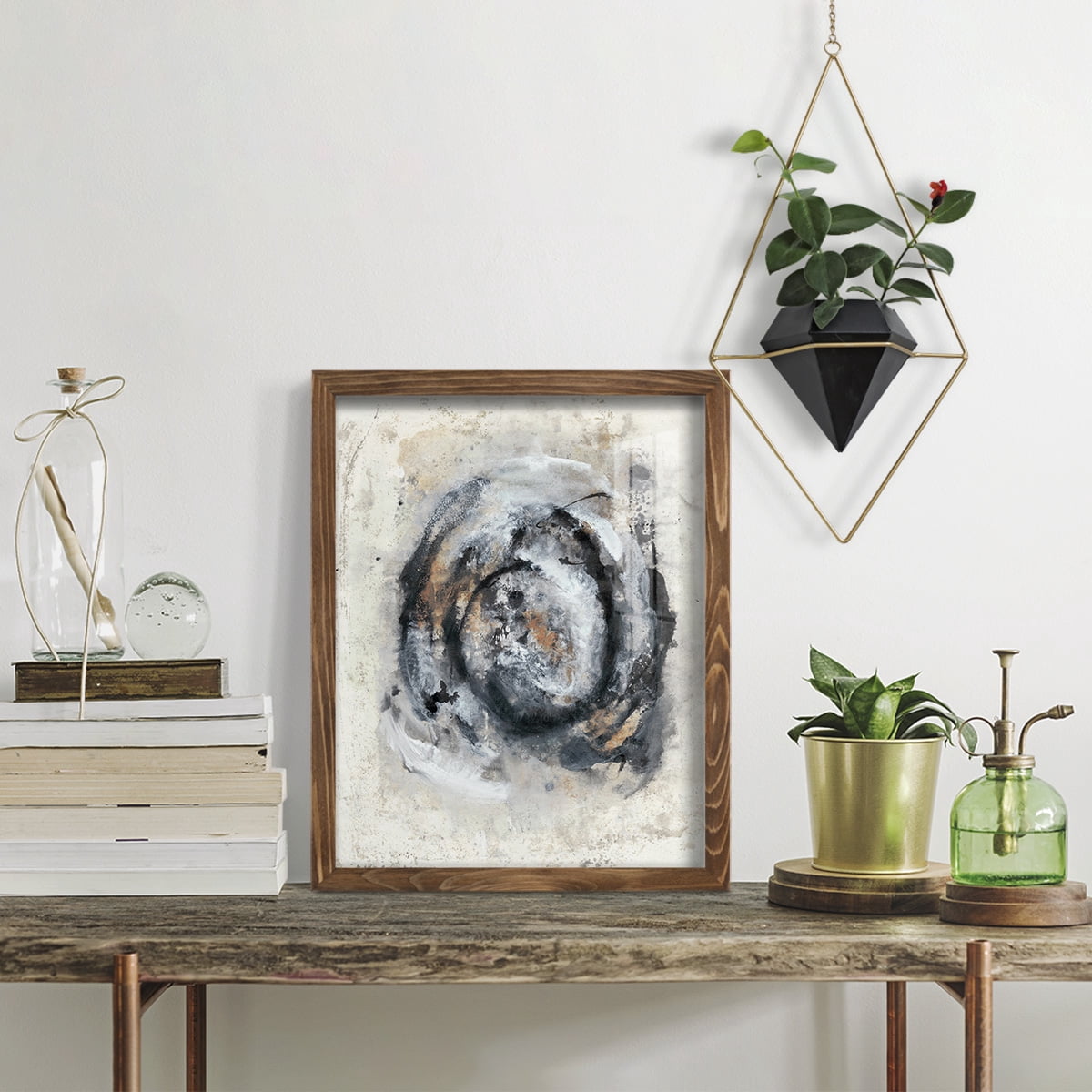 Circular Energy IV -Framed Print w/glass-Walnut