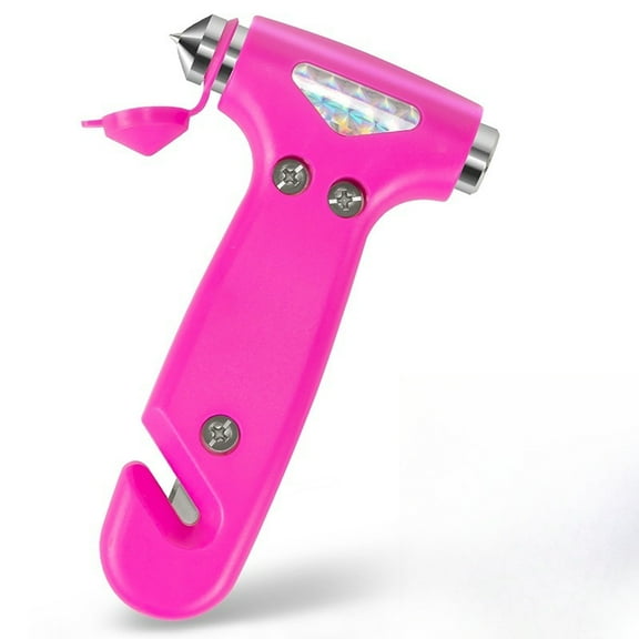 3-in-1 Car Safety Hammer – Automotive Window Breaker & Seatbelt Cutter | Pink Roadside Emergency Tool, Road Trip Essential for Women