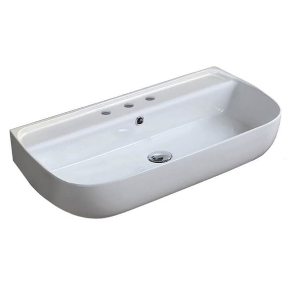 Nameeks CeraStyle 078700-U-Three Hole Aqua 29-5/8" Rectangular Ceramic Wall Mount / Drop
