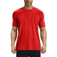 thumbnail image 2 of Mens Shirts Plus Size under $5 Short Sleeve Round Neck Elastic Solid Color Casual Sports Pullover Top Red M, 2 of 6