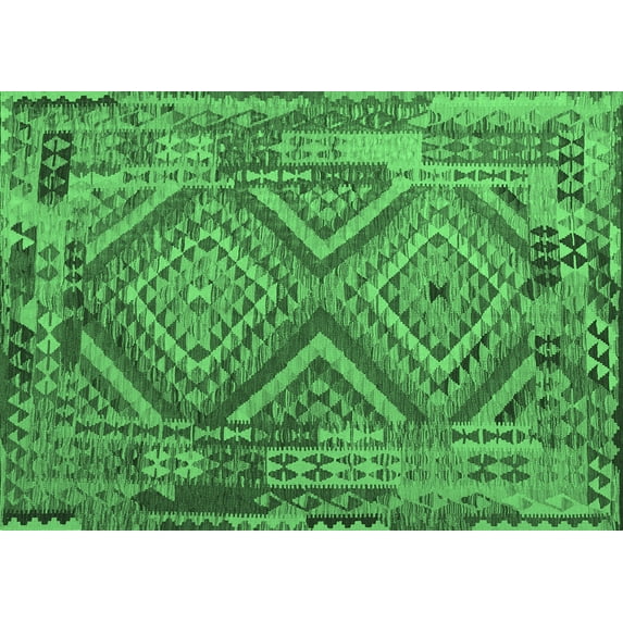 Ahgly Company Indoor Rectangle Southwestern Emerald Green Country Area Rugs, 2' x 4'