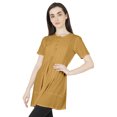 thumbnail image 4 of Moomaya Solid Half Button placket Tunic For Womens Casual Round Neck Basic Pleated Long Top, 4 of 7