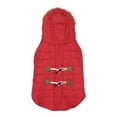 thumbnail image 3 of Holiday Time Dog Clothes: Hooded Jacket for Fall & Winter, Red with Faux Toggles, Size XS-XL, 3 of 8