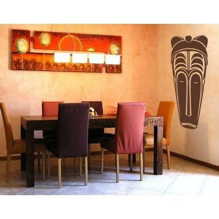 - African Mask III Wall Decal - wall decal, sticker, mural vinyl art home decor - 3751 - White, 10in x 28in