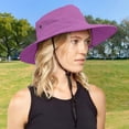 thumbnail image 2 of Ticikt Women's Summer Outdoor Breathable Sun Mountaineering Horsetail Hole Visor Fisherman's Hat,Color:Purple, 2 of 5