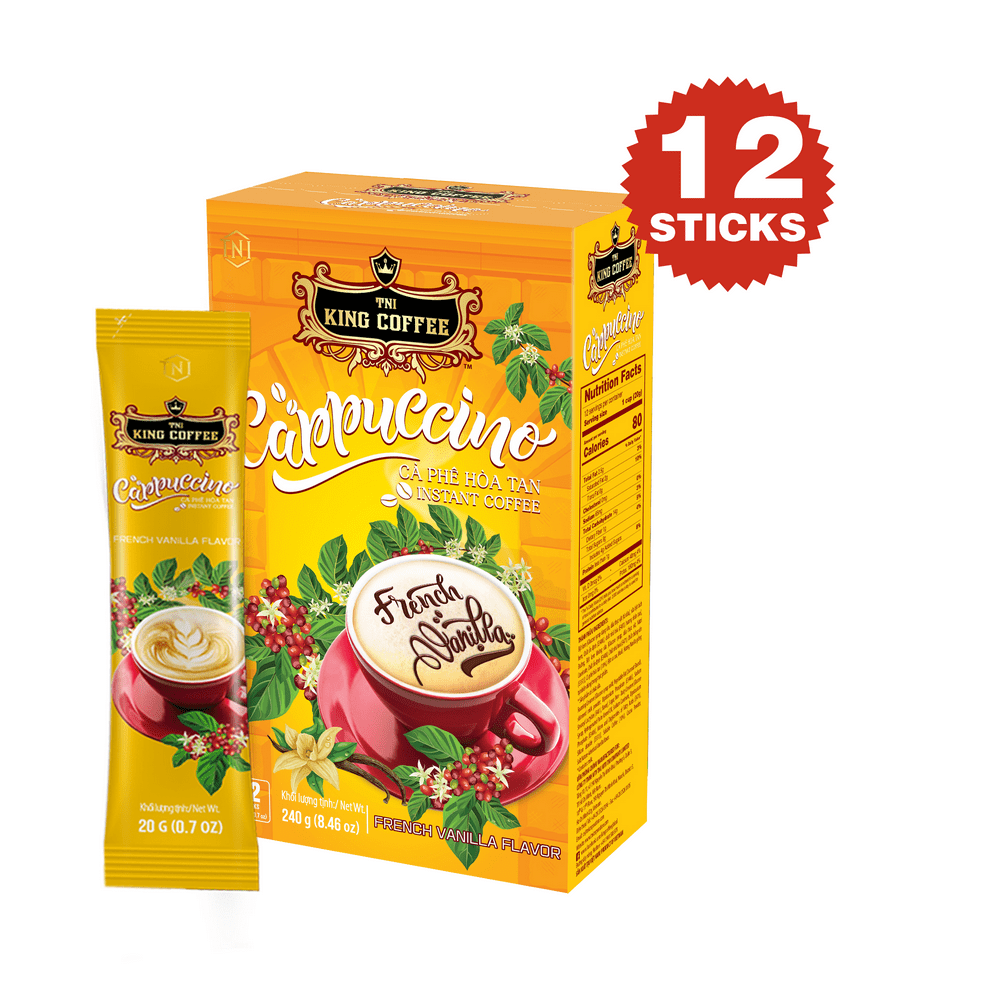 King Coffee Cappuccino French VanillaBox 12 sticks