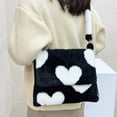 thumbnail image 3 of Bolso bandolera grande con patrón de piel suave para mujer (corazón negro) Likrtyny Para estrenar, 3 of 9