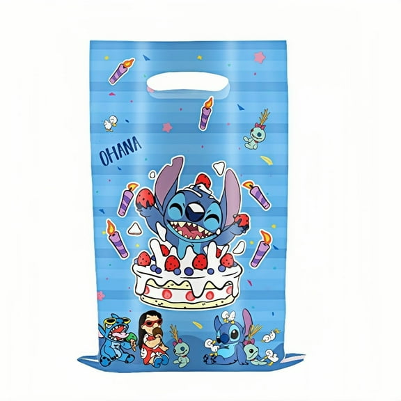 20Pcs Stich Anime Experiment 626 Cartoon Party Favor Gift Bags with Handle - Kids Birthday Goodie Bags for Candy, Themed Party Decorations Supplies