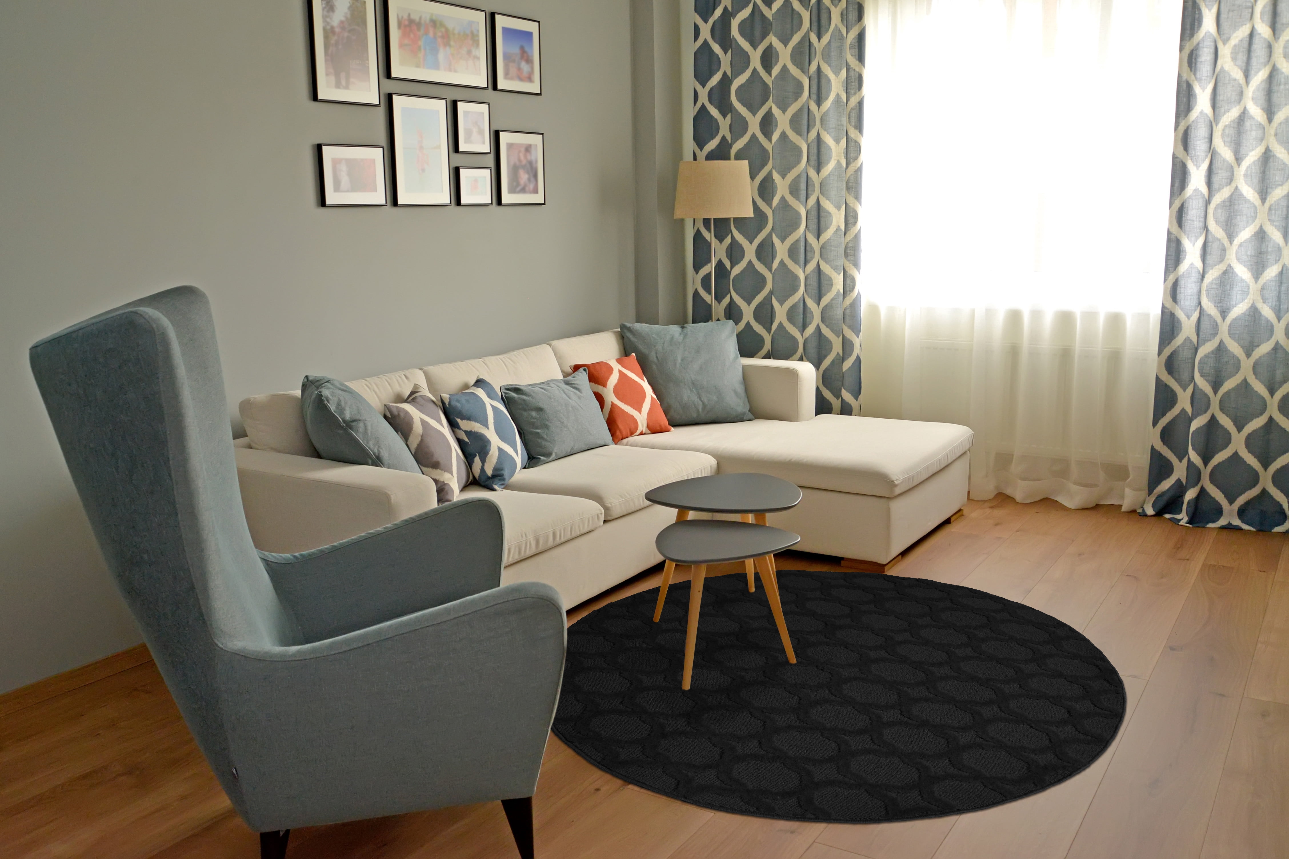 Garland Rug Sparta Black Round Indoor Area Rug, 5' x 5'