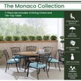 thumbnail image 3 of Hanover Monaco 7-Piece Outdoor Patio Dining Set, 6 Cushioned Stationary Chairs and 60" Round Tile Table, Brushed Bronze Finish, Rust-Resistant, All-Weather - MONDN7PCRDTL-C-BLU, 3 of 10