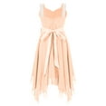 thumbnail image 2 of YIZYIF Girls Princess Party Dress Shiny Shoulder Straps Ruched Asymmetrical Chiffon Dress for Bridesmaid Birthday Party Coral Pink 16, 2 of 7