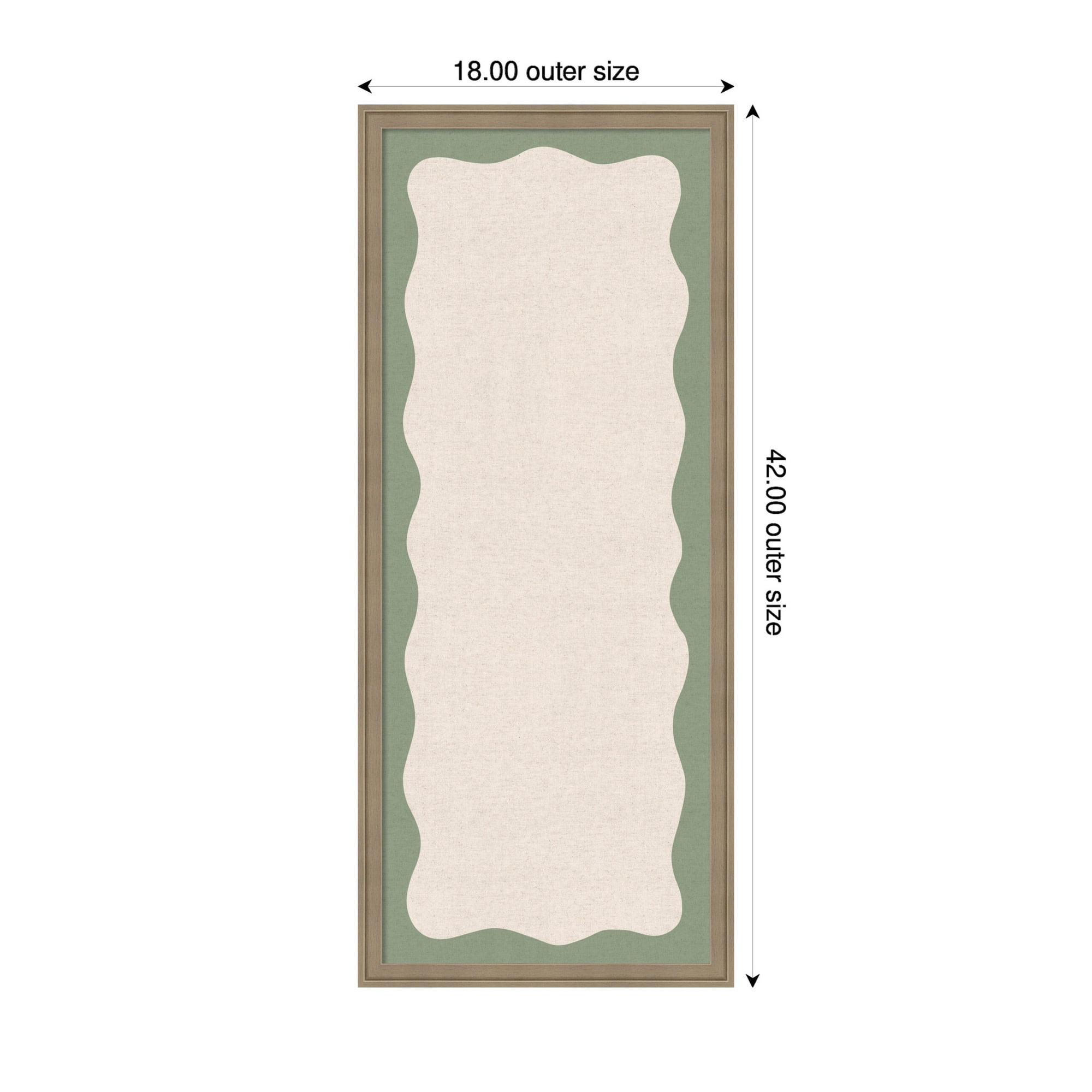 Kate and Laurel Framed Fabric Pinboard 18 x 42,  Printed Linen Classic Bulletin Board for Use as a Vision Board or Wall Organization, Florence Light Brown Frame