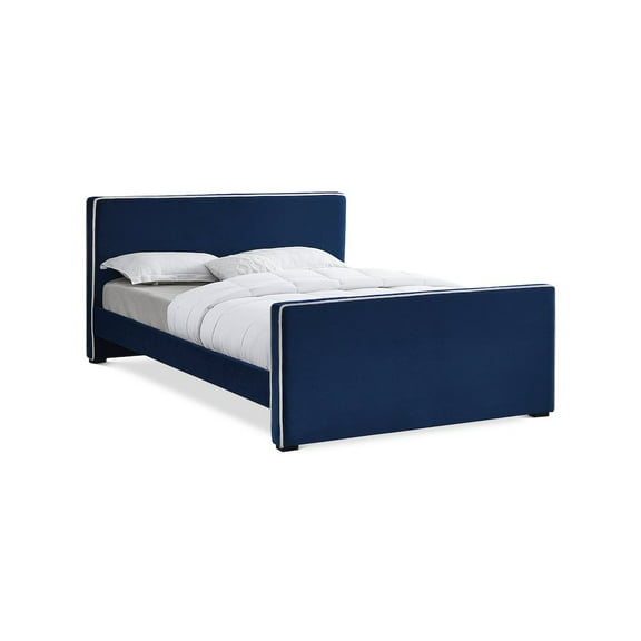 Meridian Furniture Dillard Navy Velvet Queen Bed