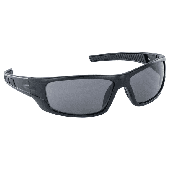 VX9 Black Safety Glasses with Grey Lens | High-Impact, Scratch-Resistant, Anti-Fog Polycarbonate Lens | Sporty Black Wraparound Style Protective Eyewear for Work | ANSI Z87.1  Eye Protection