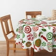 thumbnail image 2 of Christmas Tablecloth 60×60 Inch Round, Candy Cane Lollipop Washable Table Cover for Party Picnic Dinner Decor, 2 of 6