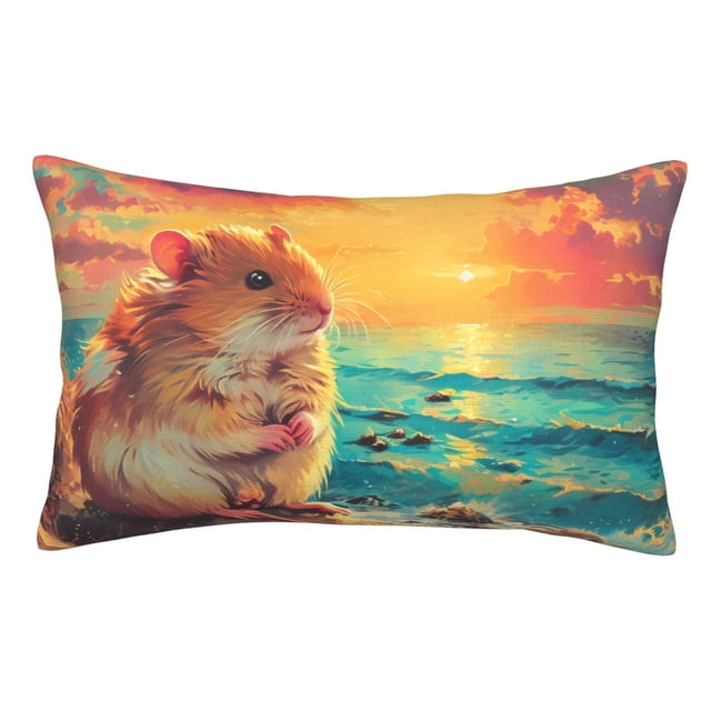 Balery Island Beach Guinea Pig Funda de Cojín Estampada, Regalos para Mujeres, Regalos de Amor para Ella, Regalos para Novia o Esposa, Funda de Almohada-14"x20"