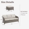 thumbnail image 3 of PPorfamilia Patio Sectional Furniture Set, 3 Piece All Weather Rattan Outdoor Conversation Sofa Set with Beige Cushions, for Backyard Balcony Poolside Deck, 3 of 9