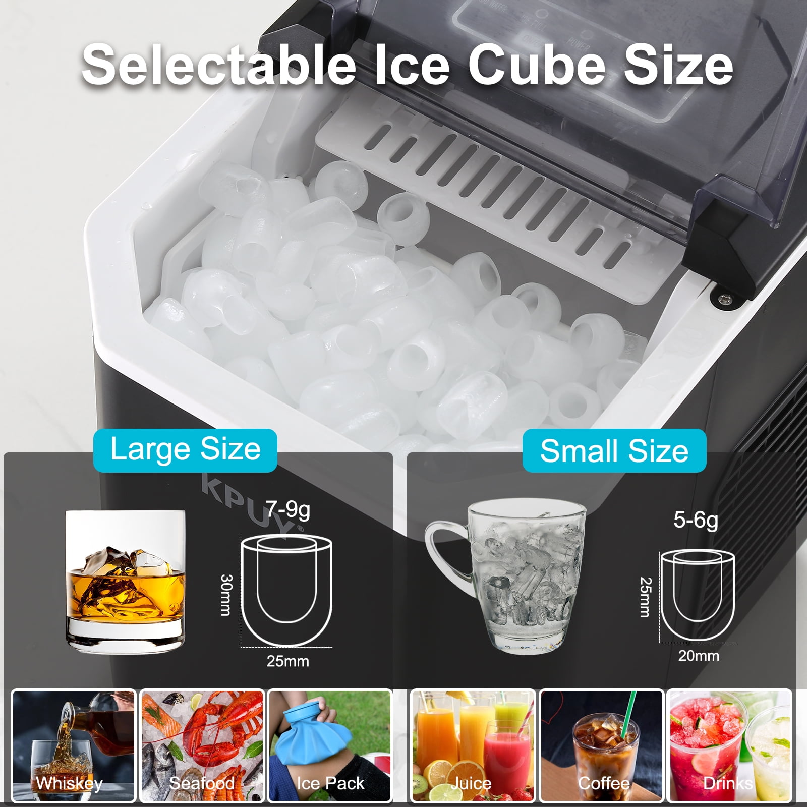 Ice Makers Countertop, Self-Cleaning Function, Portable Electric Ice Cube Maker Machine, 9 Bullet Ice Ready in 6 Mins, 26lbs 24Hrs with Ice Bags and Ice Scoop Basket for Home Bar Camping RV(Silver)