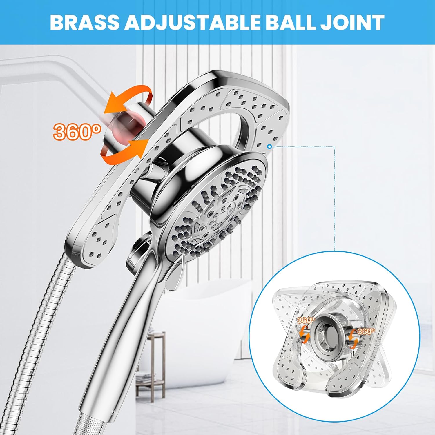 KINGTACK 2-in-1 Rainfall Shower Head with Magnetic Dock photo 5