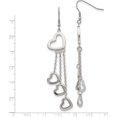 thumbnail image 5 of Stainless Steel Polished Hearts Dangle Shepherd Hook Earrings (74 X 15) Made In China sre240, 5 of 5
