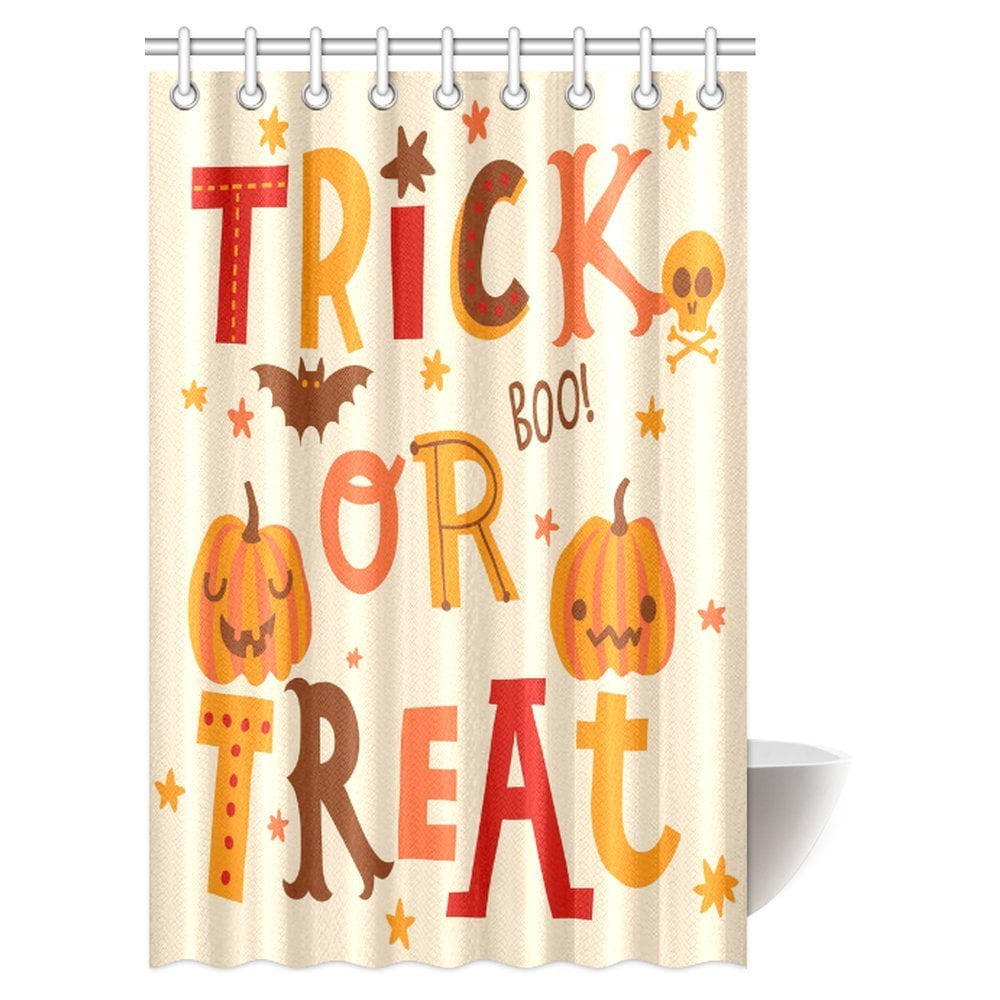 Mypop Halloween Decor Shower Curtain Cute Trick Or Treat In Cartoon